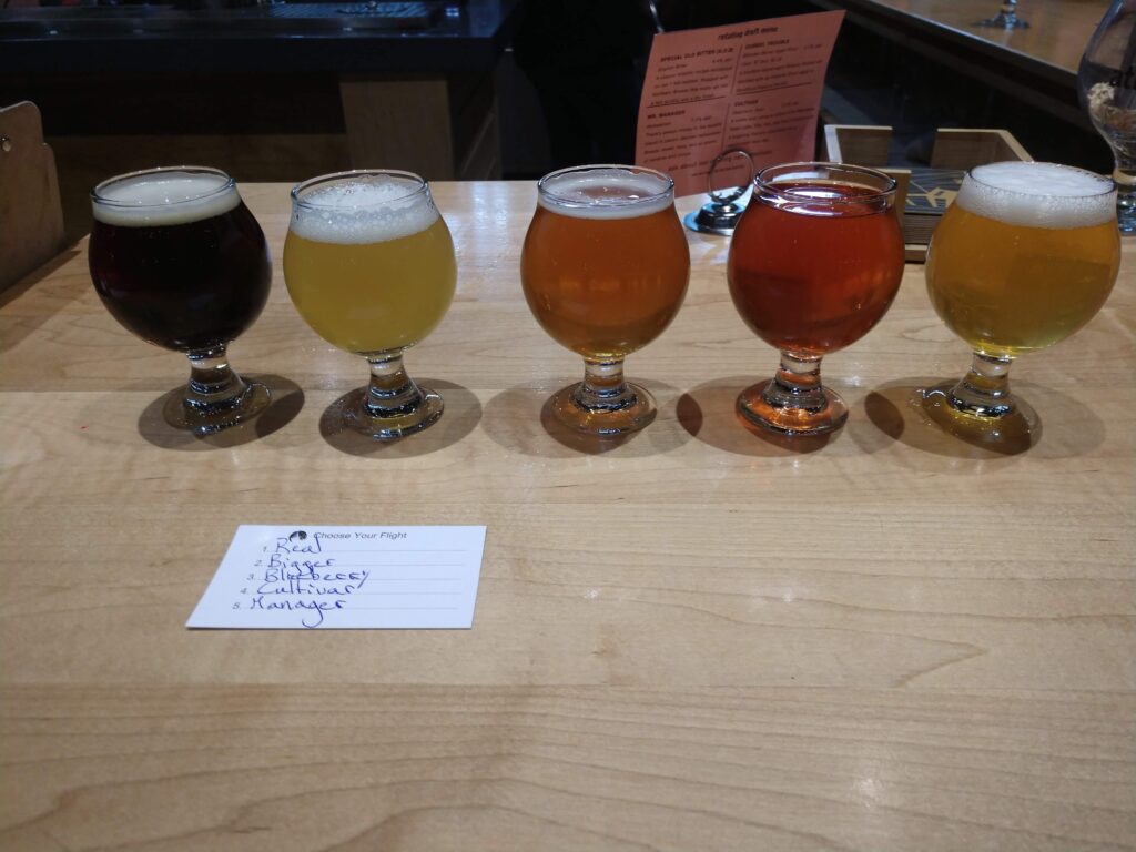 Flight of Beer at Atlantic Brewing Co in Bar Harbor, ME