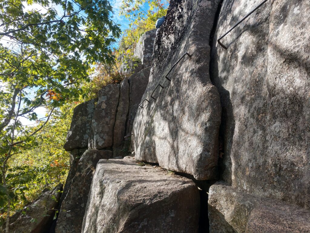 The narrow ledges of the Precipice Trail at Acadia National Park