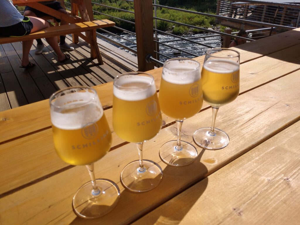 Flight of Beer on Shilling Beer Co's Patio