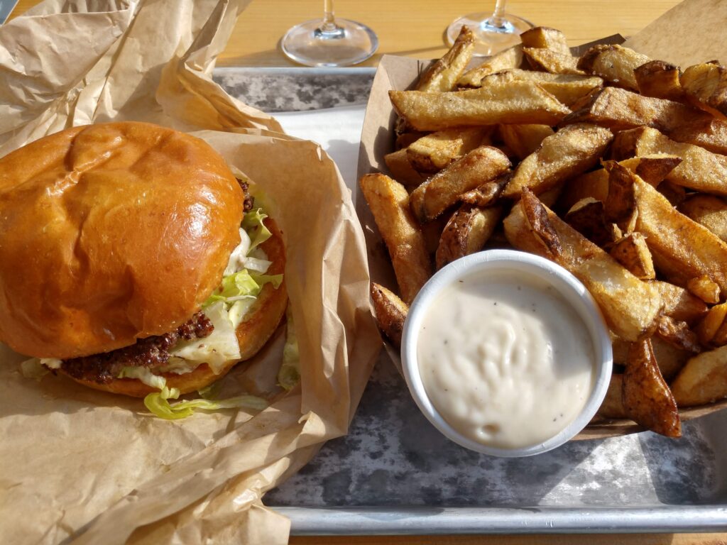 Mill Street Smash Burger with Pomme Frites and Garlic Mayo