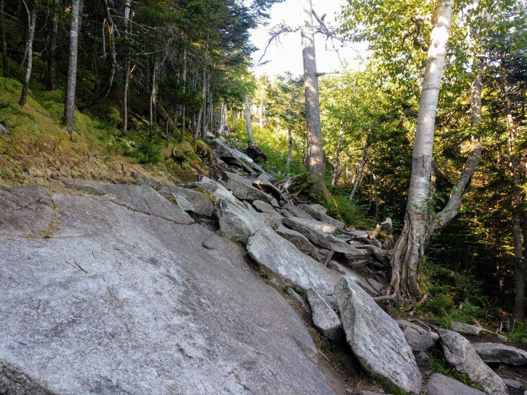 Slippery Rocks going up the Trail up Cannon Mountain
