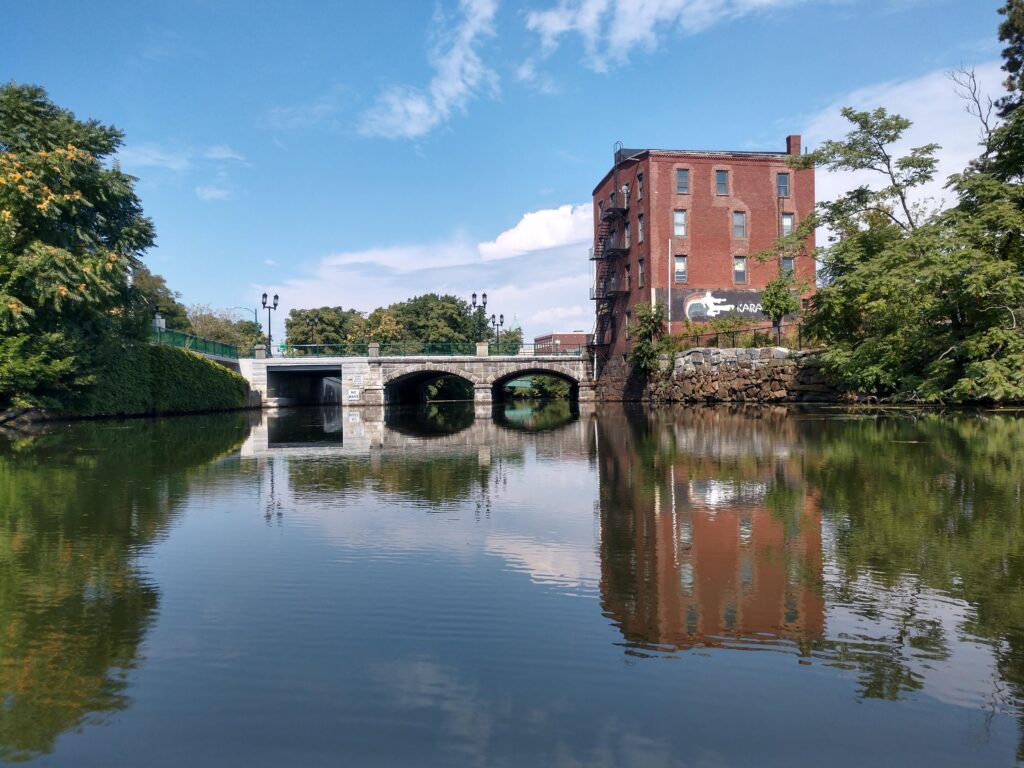 Buildings in Downtown Medford along the Mystic River