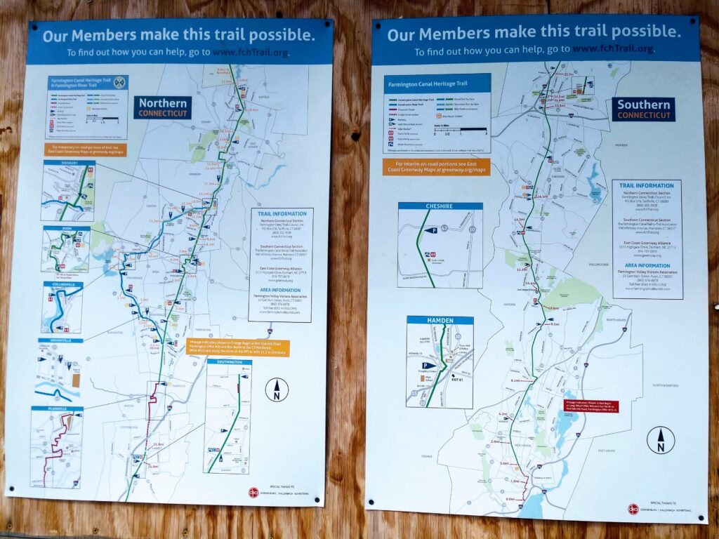 Map of the Farmington Canal Trail