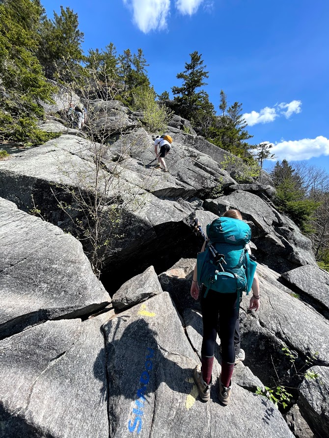 Tough rock scramble up Mt Morgan